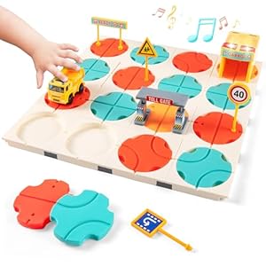 Montesorri Construction Puzzle Toy for Kids, STEM Board Game, Logic Road Builder, Montessori Logic Puzzle, Birthday Party, Xmas Gift for Boys & Girls Ages 3-5 4-8