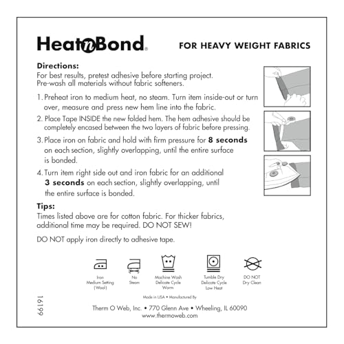 heatnbond iron on hemming tape - no sew hemming tape for pants dresses and curtains - fabric tape for hemming - heat and bond tape - made in usa - 4 rolls 34 inch x 8 yards each 32 yards white