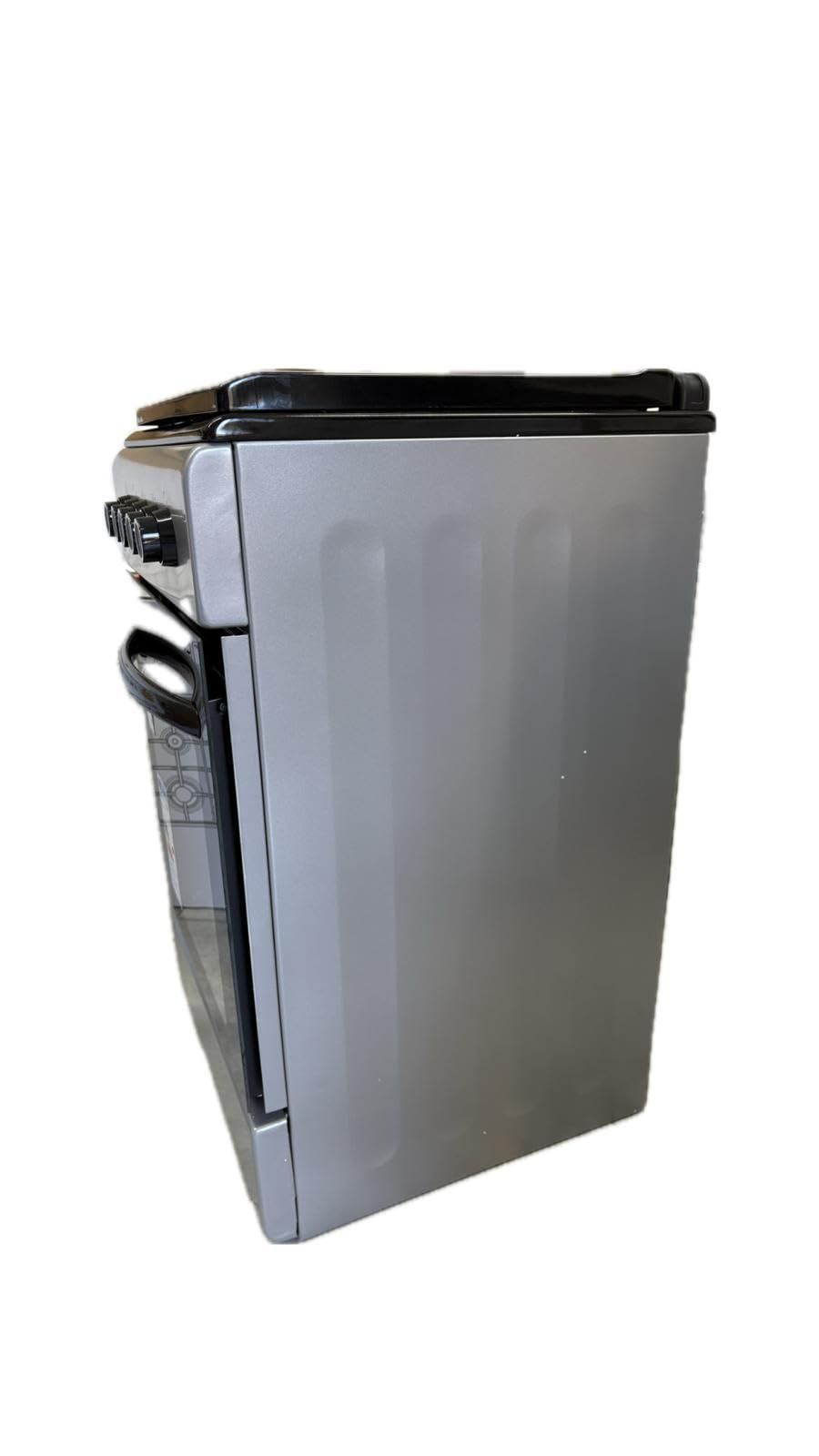 Cucina A Gas 4 Fuochi Con Forno A Gas 50 x 50 cm Colore Grigio e Nero Con Coperchio