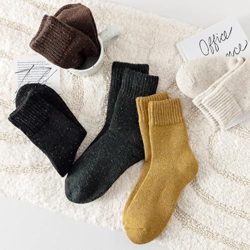 Image of Pleneal Wool Socks for Women - Womens Wool Socks Winter Warm Cozy Knit Sock for Women Men