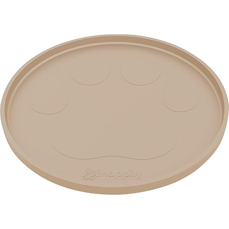 Silicone Round Pet Food Mat - Prevent Spill, Waterproof, Protect Floor 0.55" Raised Edges