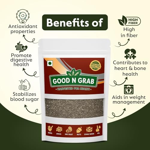 Image of Good N Grab Premium Raw 300 gmChia Seeds | High Protein, Omega-3, Fibre Rich Superfood | Gluten-Free & Vegan | Natural Weight Management Seeds I 100 gm Pack of 3