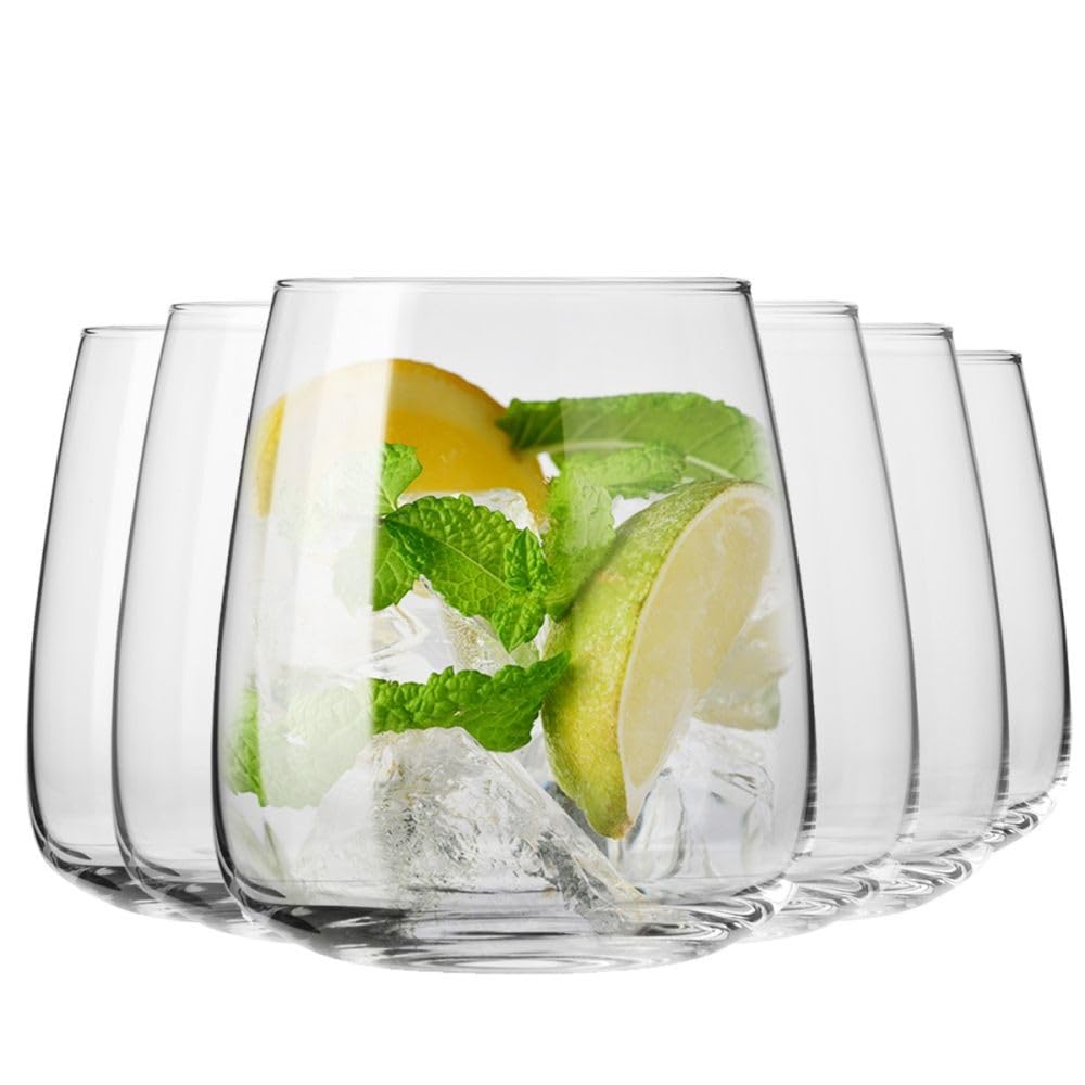 Krosno Glasses for water, juices and other beverages | Elegant design | Set of 6 | Capacity 14.2 Fl Oz | Modern collection | Ideal for the home,