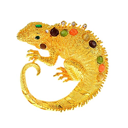 Broche lézard et grande opale pour femme - Cadeau bijou original