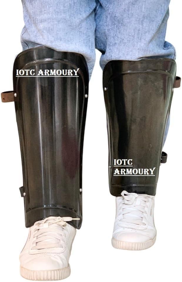 Medieval Leg Armor Pair 18 Gauge Steel Leg Guards Set Cosplay Costume LARP Knight Leg Greaves Reenactment Combat Armor Black Antique - Image 2