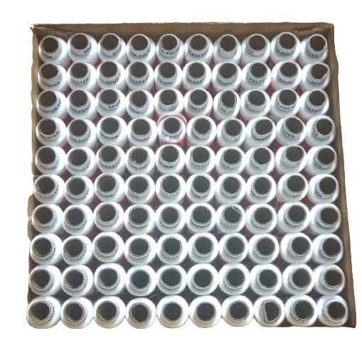 Husky S2K Sewing Polyester Thread Box Set Contains 100 White Color Reels Each Reel 180 Meter Strong And Durable Threads Used For Craft Work Used In All Machine Like singer, usha, brother, rajesh (White)