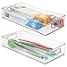 mDesign Plastic Kitchen Pantry Cabinet, Refrigerator or Freezer Food Storage Bin with Handles - Organizer for Fruit, Yogurt, Snacks, Pasta - BPA Free, 16" Long, 2 Pack - Clear