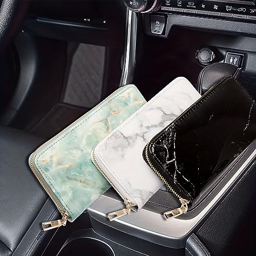 Marble Wallets for Men Women Unisex Fashion Travel Purse Rfid Blocking Clutch PU Leather Clips Cash,Phone,Card,ID Holder Zip Around Wallet (green)3