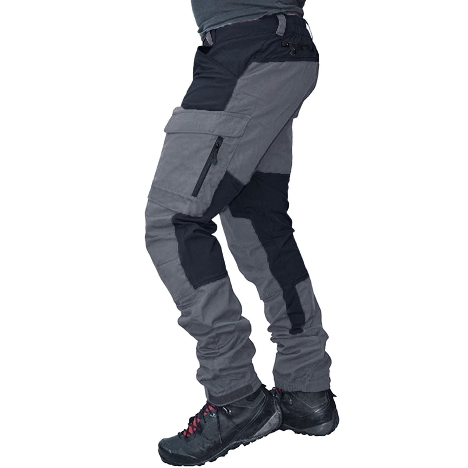 Generico Pantaloni Trekking Cargo Uomo Slim Fit,Pantaloni da Montagna Uomo,Pantalone Tattici Asciugatura Rapida Pantalone Outdoor con Zip Laterali Confortevole Jogger per Escursionismo Campeggio