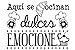 Docliick® Vinilos de pared decorativo con frase decorativa cocina y restaurante"AQUÍ SE COCINAN DULCES." Pegatinas decorativas pared. Decoración casa Docliick DC-19147