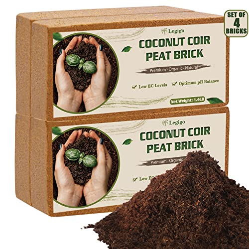 Legigo 4 Pack Premium Coco Coir Brick for Plants- 100% Organic Compressed Coconut Coir Bricks Starting Mix, Coco Coir Fiber Coconut Husk for Planting, Gardening, Potting Soil Substrate, Herbs by Legigo - Used condition - US$16.75