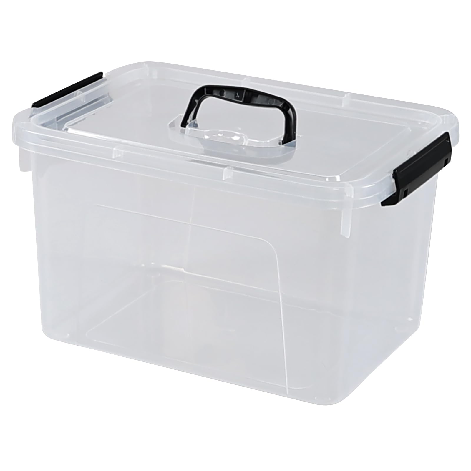 Bac de rangement en plastique transparent de 10 l avec poignée, boîte de rangement verrouillable avec couvercle, 1 paquet