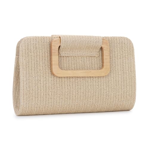 Jywmsc Stroh Clutch Taschen für Frauen Sommer Strand Tasche gewebt Abend Handtaschen Top Handle Umhängetasche für Urlaub