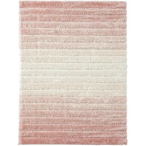 Image of Super Soft Floor Area Rug 7 x 10 Feet Soft Smooth Thick Non-Slip Fluffy Shaggy Carpet for Bedroom, Drawing, Kids Room, Office with Upto 2 Inch Microfiber High Pile (Peach Ivory B)