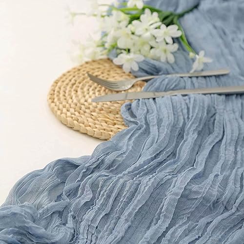 Cheesecloth Table Runner, 70 Inch Soft and Skin-Friendly Semi-Transparent Retro Machine Washable Boho Table Runner,Reusable Natural Pleated Design Cheese Cloth Table Runner for Weddings Thanksgiving - image 7