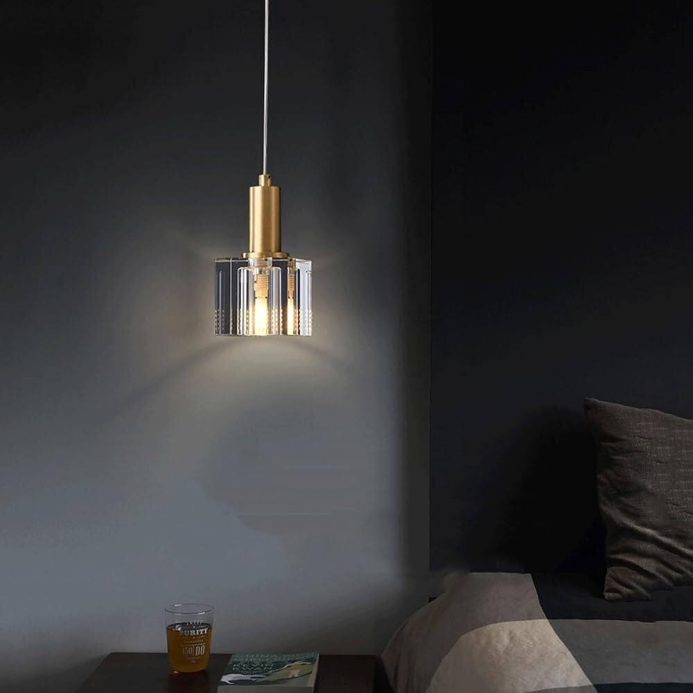 Pojedyncza głowica w pełni miedziana, kryształowa, kwadratowa lampa wisząca LED, sypialnia, salon, jadalnia, stolik nocny, dekoracja, lampa wisząca LEDG9, nowoczesne proste oświetlenie domu