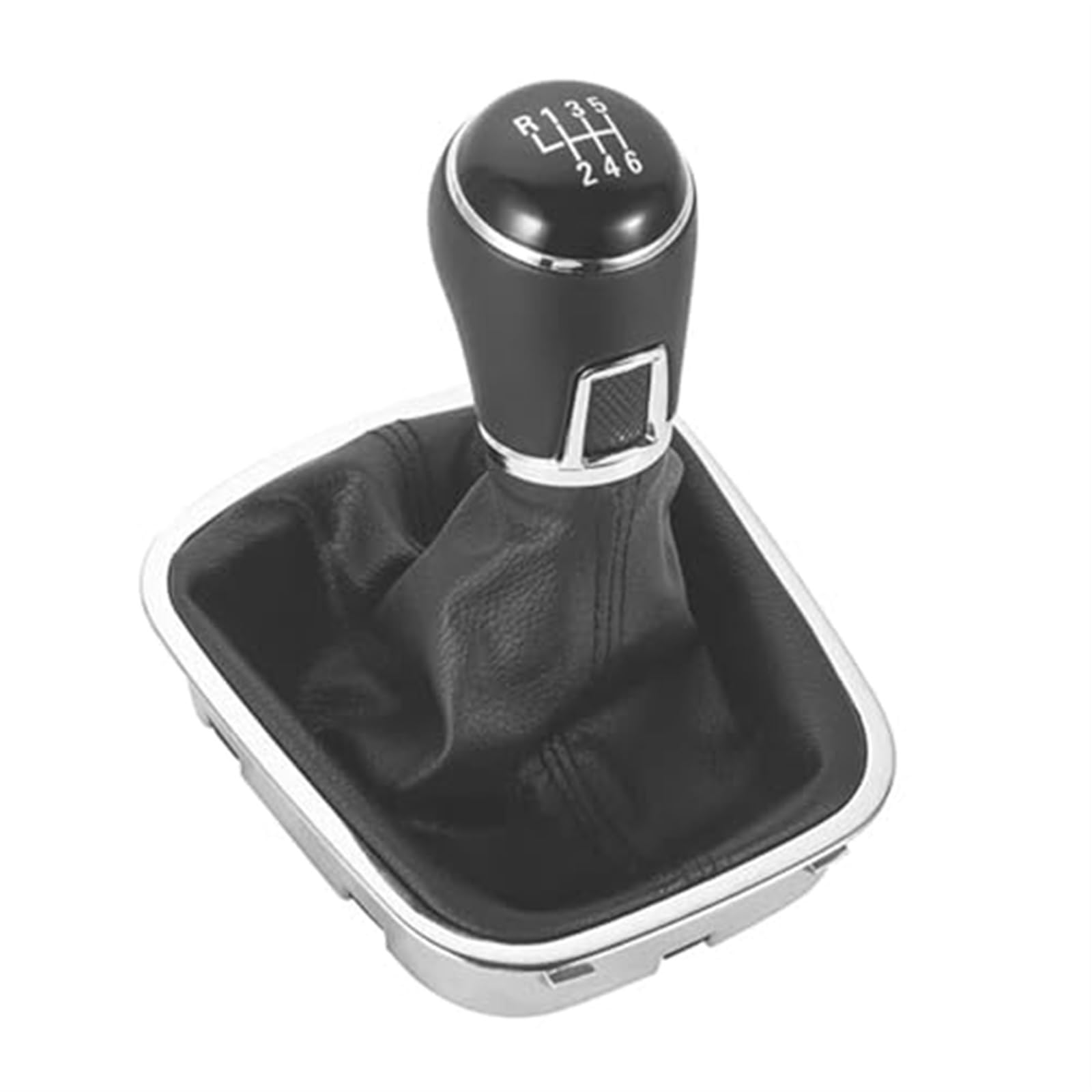 5 Speed 6 Gear Lever Stick Shift Knob Boot, for POLO, 6C 2015-2018 Car Styling With Leather Car Gear Shift Knob Replacement(BLACK 6 Speed)