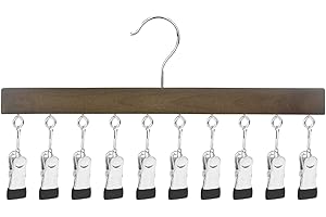 Glove and Hat Hanger Organizer for Closet - 10 Clips Rotating Wooden Hanger for Storage