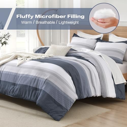 Litanika Black Blue California King Comforter Set - 3 Pieces Lightweight Fluffy Bedding Comforter Sets, All Season Down Alternative Comforter (1 Comforter, 2 Pillowcases)