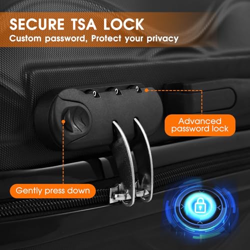 Luggage Sets 4 Piece Travel Suitcase Set with ABS Hard Shell Luggage, Secure TSA Lock with 360° Spinner Wheels, 14" 20" 24" 28" Case-Airline Approved (Black) - Image 5