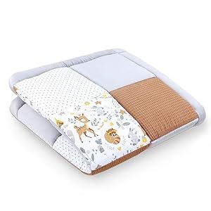 Babykruipmat Fluwelen speelkleed 120×120 cm – patchwork boxinzet Katoen met fluweel en wafelpiqué Hert