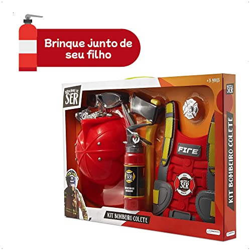 Kit Brincando de Ser Bombeiro com Colete e Acess�rios Multikids - BR963