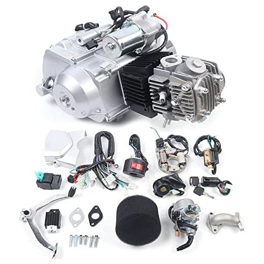 ZAWAYINE 125CC 4-Stroke Semi Auto Engine Motor, 4 Speed ATV Quad Engine Motor Complete Kit, Single Cylinder Air-Cooling Motor w/Reverse Electric Starter for Go Kart, Dirt Bike, ATV, Pit Bike and More