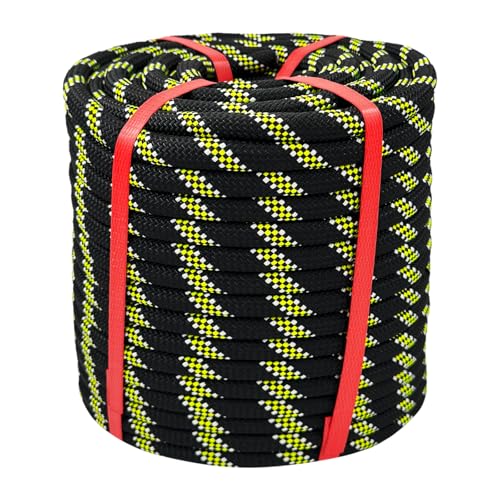 Arborist Rope -1/2 Inch x 150 Ft Black Tree Rope for Adults - for Outdoor Applications Construction Climbing Swing Sailing