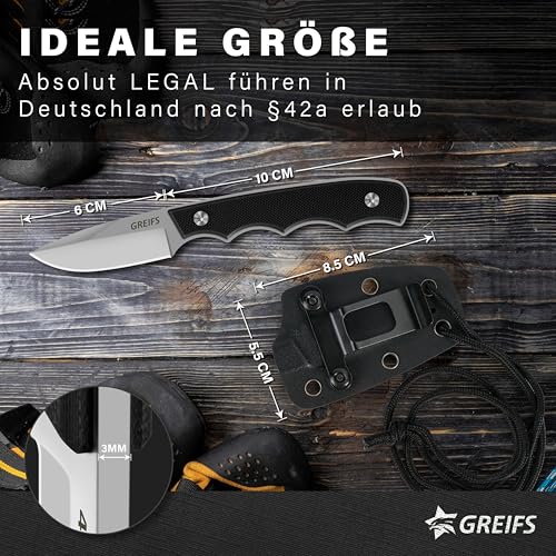 GREIFS® Neck Knife Messer Outdoor 42a konform mit Kydex, Clip und Paracord – Ansicht 4