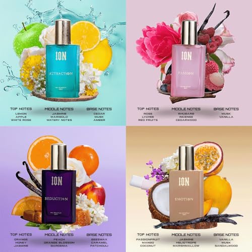 Image of ION Exclusive Fragrances for Women - 120ml (4x30ml) Eau de Parfum | Long lasting Perfume Set | Fresh, Floral, Fruity & Tropical Notes | Travel-Friendly | Gift for Women