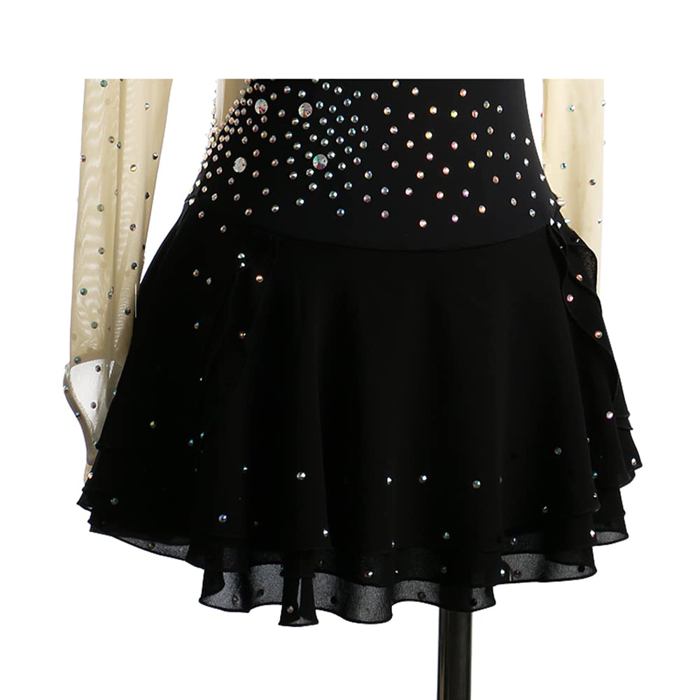 Vestito Pattinaggio Artistico Donna Con Strass - Maniche Lunghe, Tutu, Per Balletto, Latino E Ginnastica Ritmica - Foto 5