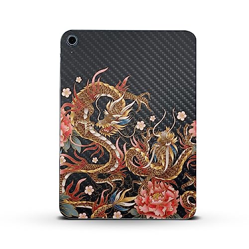 Image of MightySkins Carbon Fiber Skin Compatible with Apple iPad 10.9 inch 10th Gen (2022) Full Wrap Kit - Stitch Dragons | Protective Durable Textured Carbon Fiber Finish | Easy to Apply | Made in The USA