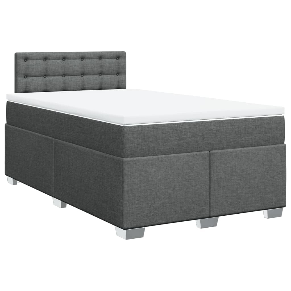 vidaXL Boxspringbett mit Matratze Dunkelgrau 120x200 cm Stoff