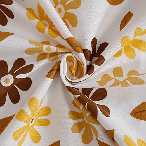 Image of Swayam Pure Cotton Double Bedsheet with 2 Pillow Covers | Size 90 x 100 inch | 160 TC | Floral Design | Soft Breathable Bed Sheet | Comfortable & Durable for Bedroom - Yellow & Brown