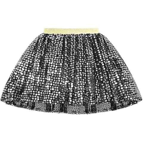 KEREDA Toddler Girls Layered Tutu Skirt Sparkling Sequin Tulle Dance Skirts 2-6 Y Black Cover