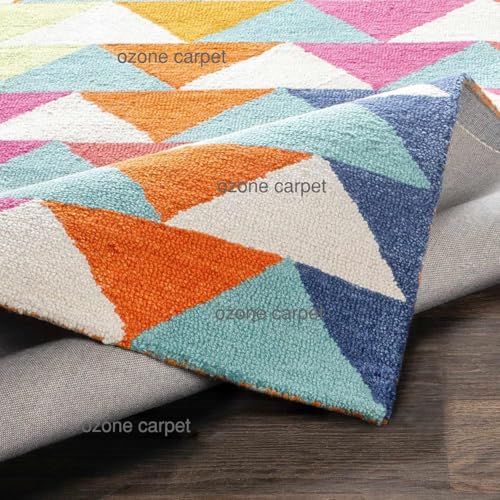 Image of Hand Tufted Wool Carpets Anti Shedding Rug Modern Carpets for Living Room Size 2x6 Feet