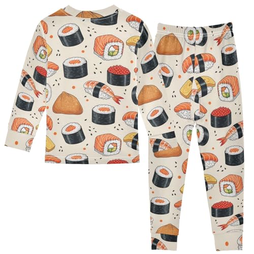Pajama Sets Long Sleeve Japanese Sushi Yummy Food Soft Comfy Sleepwear 2 Piece PJS 3-8T3