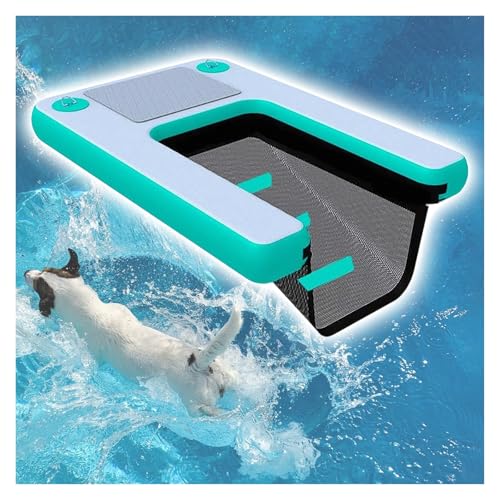 JYHHCYS 60-in Inflatable Floating Dog Water Ramp, Puncture-Resistant Surface Dog Ramp for Water Dock, Portable Dog Boarding Ladder for Boat, for Large Medium Small Dogs(Green)