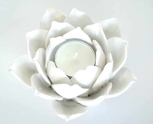 Miniatura 2 de Cerámica Lotus Petals Style Flower Candle Holder Tea Lights Holder Hogar & Decoración de mesa (blanco)