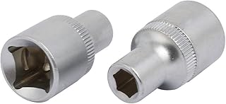 Aexit 1/2-inch Square Hand Operated Tools Drive 8mm 6 Point Socket Impact Adapter Silver Tone 2pcs Model:87as380qo577