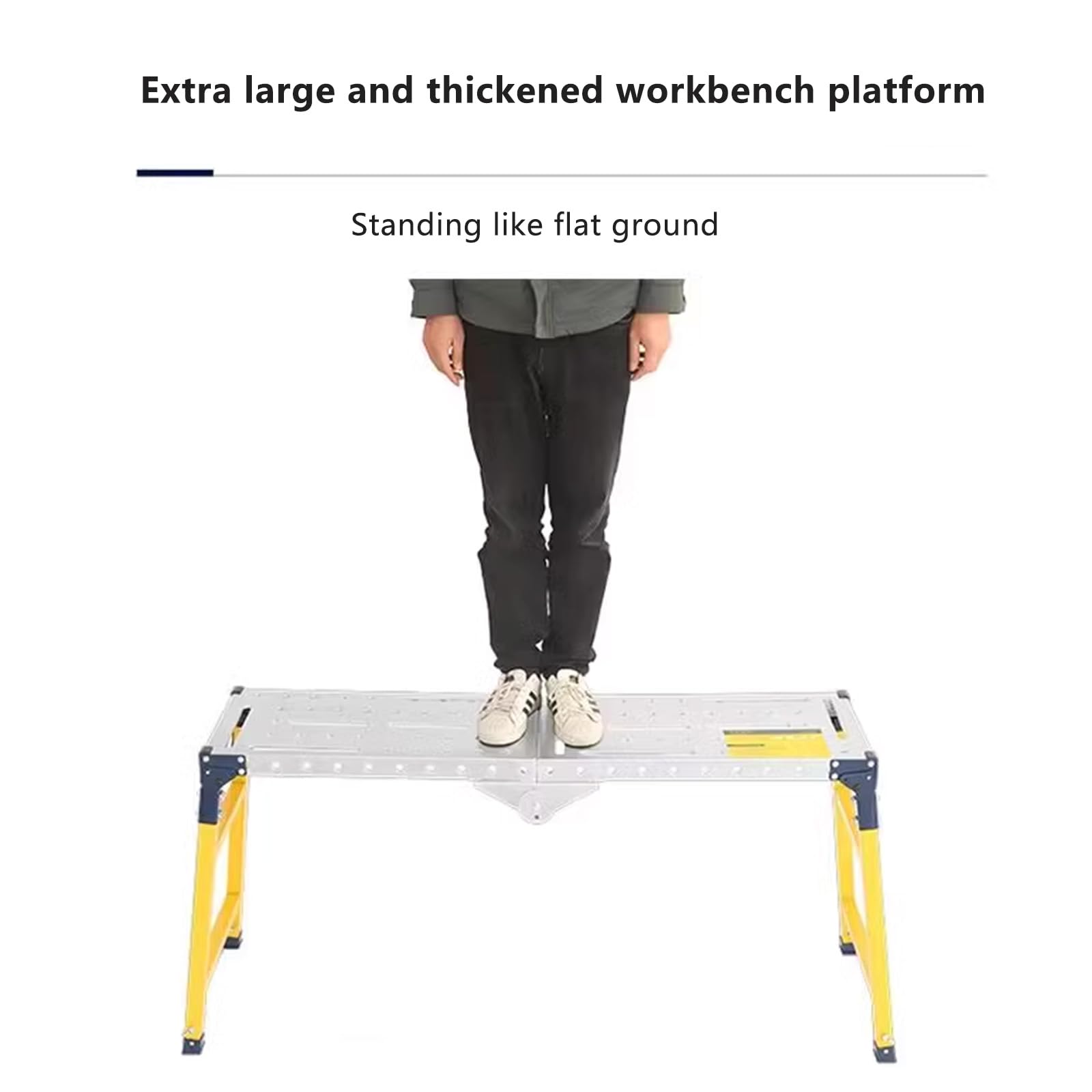 Plataforma de Trabajo Portátil Multifuncional de Aluminio,Plataforma de andamio,Plataforma de trabajo de aluminio para limpieza de techo,pintura y lavado de automóviles,carga máxima (Size:27.5*14.1in)