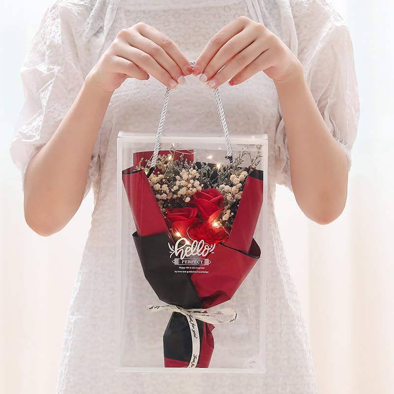 Set de ramo de flores de jabón con bolsa transparente y flores secas miniatura 3