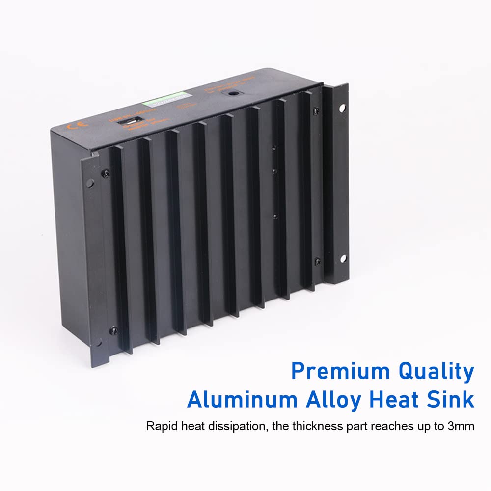 Hanzete, regolatore di carica solare PWM da 80 A, 12 V/24 V, pannello solare LCD autoadattante, regolatore di carica della batteria, con uscita USB 5 V, compensazione della temperatura, protezioni
