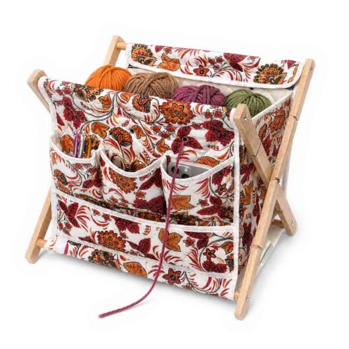 Image of Gkesgm Yarn Storage Organizer for Yarn Skeins,Large Crochet Yarn Holder Case for Carrying Projects, Knitting Needles, Crochet Hooks and Other Accessories