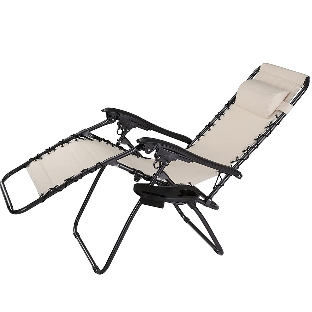 BAKAJI Silla de gravedad cero, Tumbona de jardín Sillón de relajación Plegable Tejido Oxford reclinable, Resistente a la Intemperie Silla de Jardín Balcón, Tumbona Ajustable con Almohada