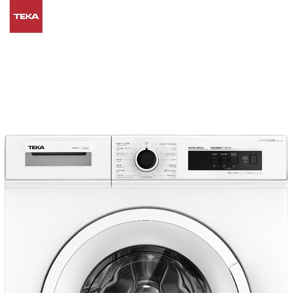 Teka WMT 10610 WH - Lavadora HomeCare Series,15 Programas de Lavado, Electrónica con Display Digital, Gestión Fuzzy Logic, Capacidad 6 kg, Color Blanco