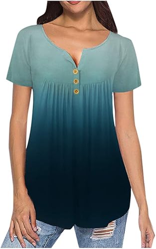 Blusa plisada de encaje para mujer de manga corta elegante casual cuello redondo con vuelo para mujer Blanco