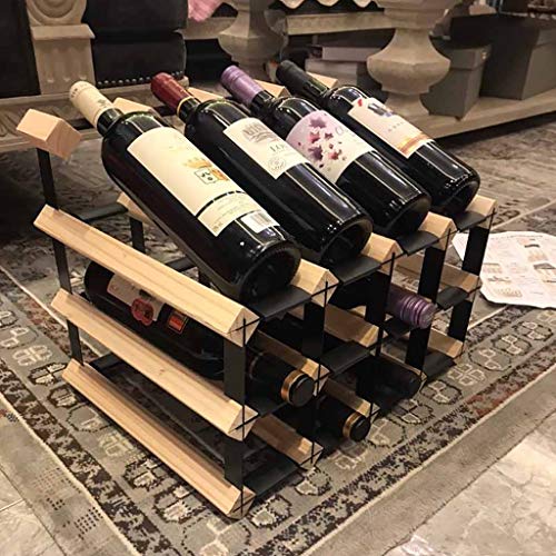Soporte para 16 botellas de vino de madera natural miniatura 4