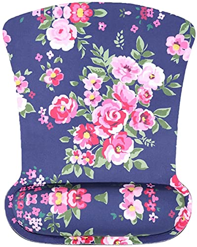 Ergonomic Rose Flower Mouse Pad with Gel Wrist Rest to Support, Non-Slip Rubber Base Game Pad for Home, Office Easy Typing & Pain Relief