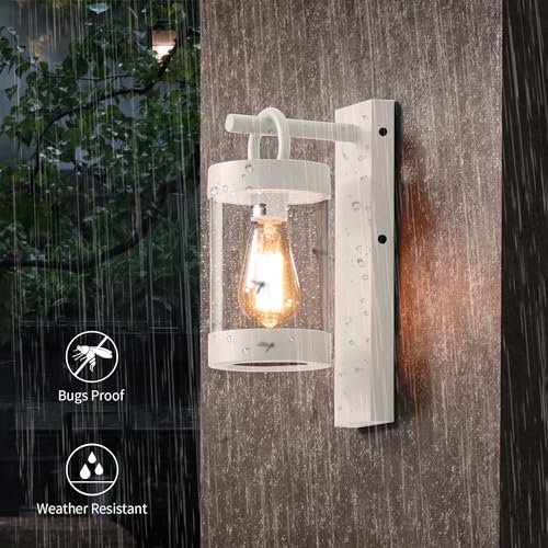 Inowel Porch Light White Dusk to Dawn Outdoor Wall Light, 13in Large Exterior Lighting Fixture for House Garage Front Door, Waterproof Outside Hanging Lamp E26 Wall Mount Lantern (Bulb Not Included) by Inowel - Used condition - Image 2